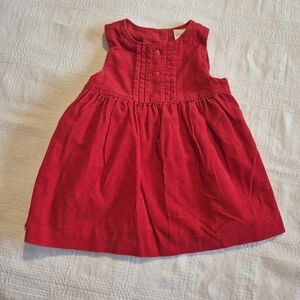Gymboree girls 3-6 months red lined corduroy dress with heart buttons